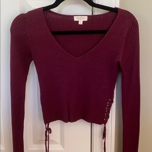 Maroon Ribbed Top